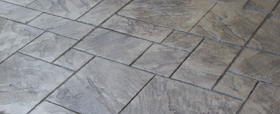 grey stamped concrete