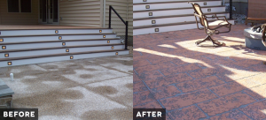 Resurfaced walkway with stamped concrete