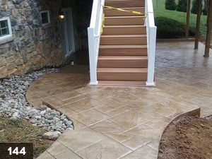 Stamped Concrete steps to back patio landing-144